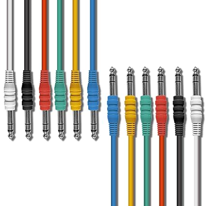 AxcessAbles 1/4" TRS to 1/4" TRS Balanced Stereo Patch Cables (6 Pack - 1ft)