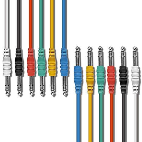 AxcessAbles 1/4" TRS to 1/4" TRS Balanced Stereo Patch Cables (6 Pack - 1ft)