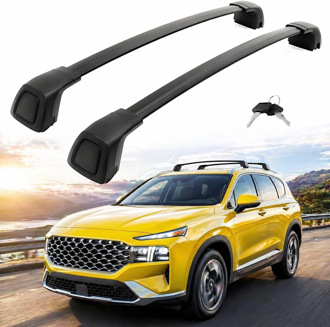 Nextgen Roof Rack Cross Bars for Hyundai Tucson 2022-2026 SEL N Line Limited NX4 Blue Hybrid XRT SE with Side Rails Lockable Crossbars Surfboards Kayaks Canoe Luggage