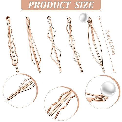 Miniatura 9 de meekoo 10 pasadores de pelo geométricos de metal para mujeres y niñas, accesorios para la cabeza (plateado)