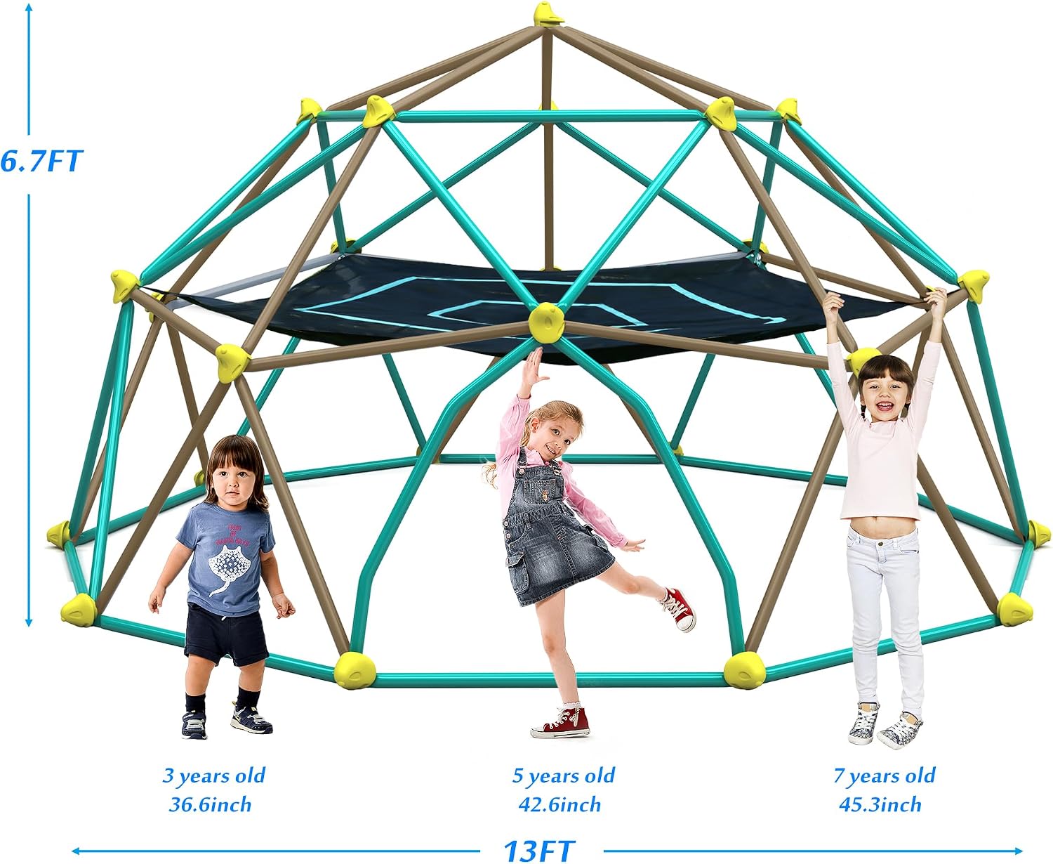 Virubi 13 FT Climbing Dome for Kids 3 +, Geometric Dome Climber Play Center - Supports 1000LBS Outdoor Playset, Easy Assembly and Move