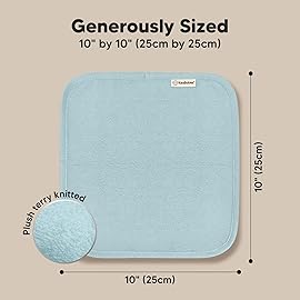 6-Pack Baby Washcloths - Soft Absorbent Viscose from Bamboo Wash Cloths for Babies, Kids, Toddlers, Infant, Newborn Bath Towels, Gentle on Sensitive Skin, 10x10 Reusable Face Towels (White/Sky)