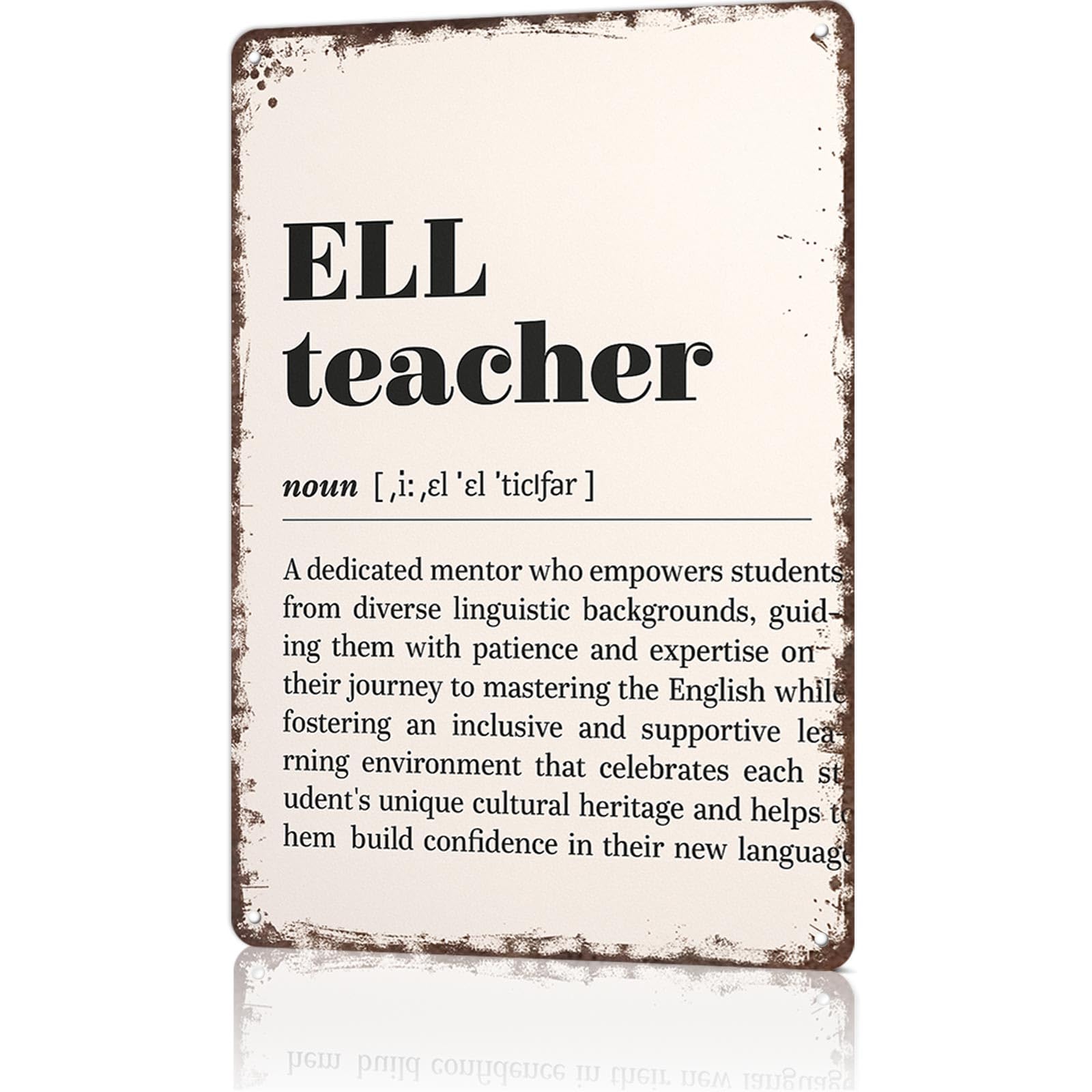 KWQDOZF Funny Metal Signs Poster 8x12inch ELL Teacher Aluminum Sign Wall Art For Home Room Bedroom Office Decor