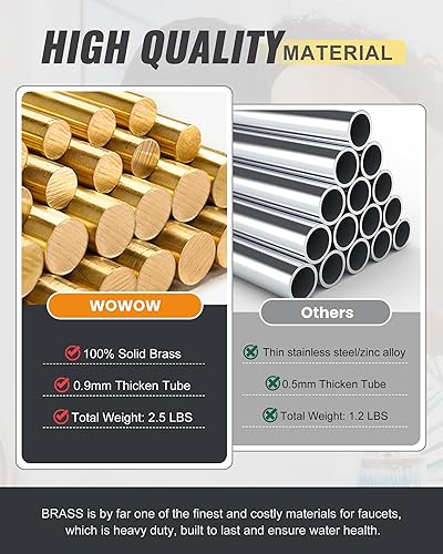 Miniatura 12 de WOWOW Grifo de llenado de ollas doradas, grifo plegable de cobre de montaje en pared, 2 manijas con brazos oscilantes de doble junta, grifo