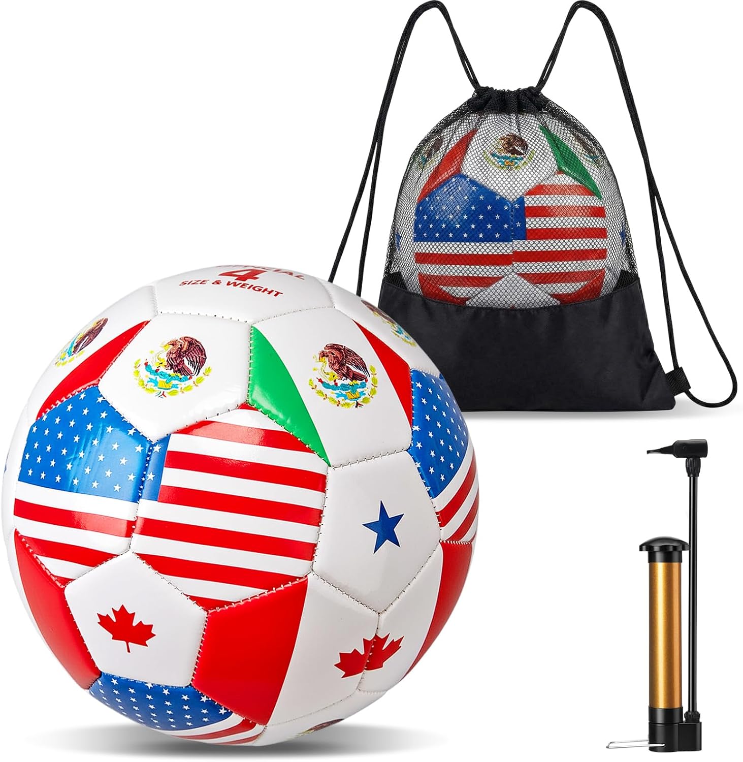 Leitee World Flag Soccer Ball 2026 Country Flag Training Soccer Ball with Pump Needles and Storage Bag for Adult Team Practice Club Events Sports Party Gifts