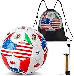 Leitee World Flag Soccer Ball 2026 Country Flag Training Soccer Ball with Pump Needles and Storage Bag for Adult Team Practice Club Events Sports Party Gifts