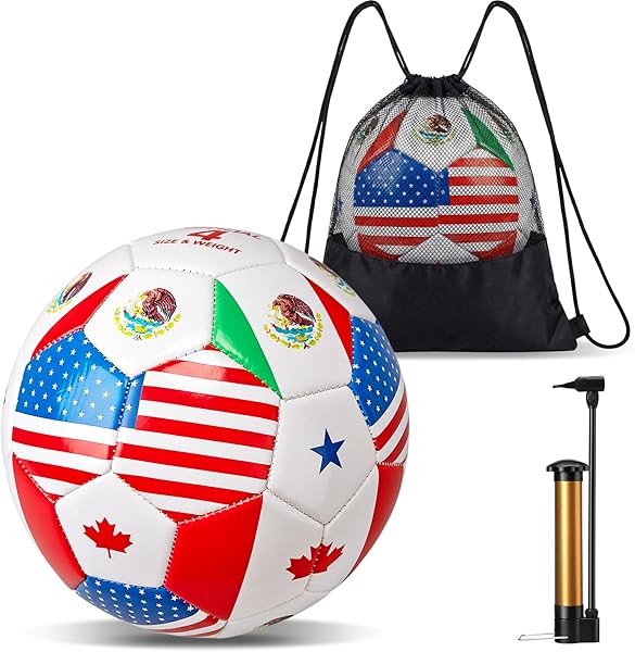Leitee World Flag Soccer Ball 2026 Country Flag Training Soccer Ball with Pump Needles and Storage Bag for Adult Team Practice Club Events Sports Party Gifts