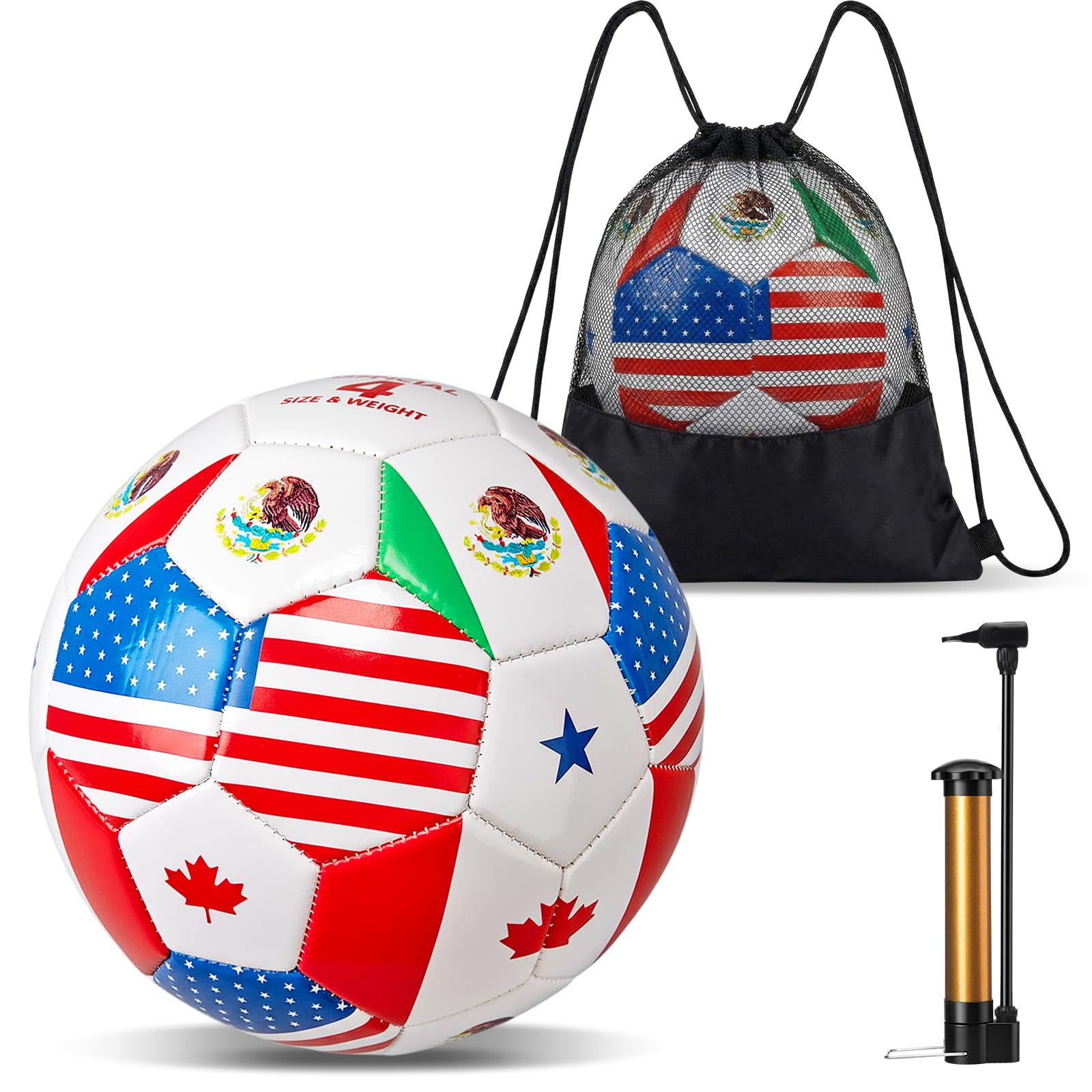Leitee World Flag Soccer Ball 2026 Country Flag Training Soccer Ball with Pump Needles and Storage Bag for Adult Team Practice Club Events Sports Party Gifts
