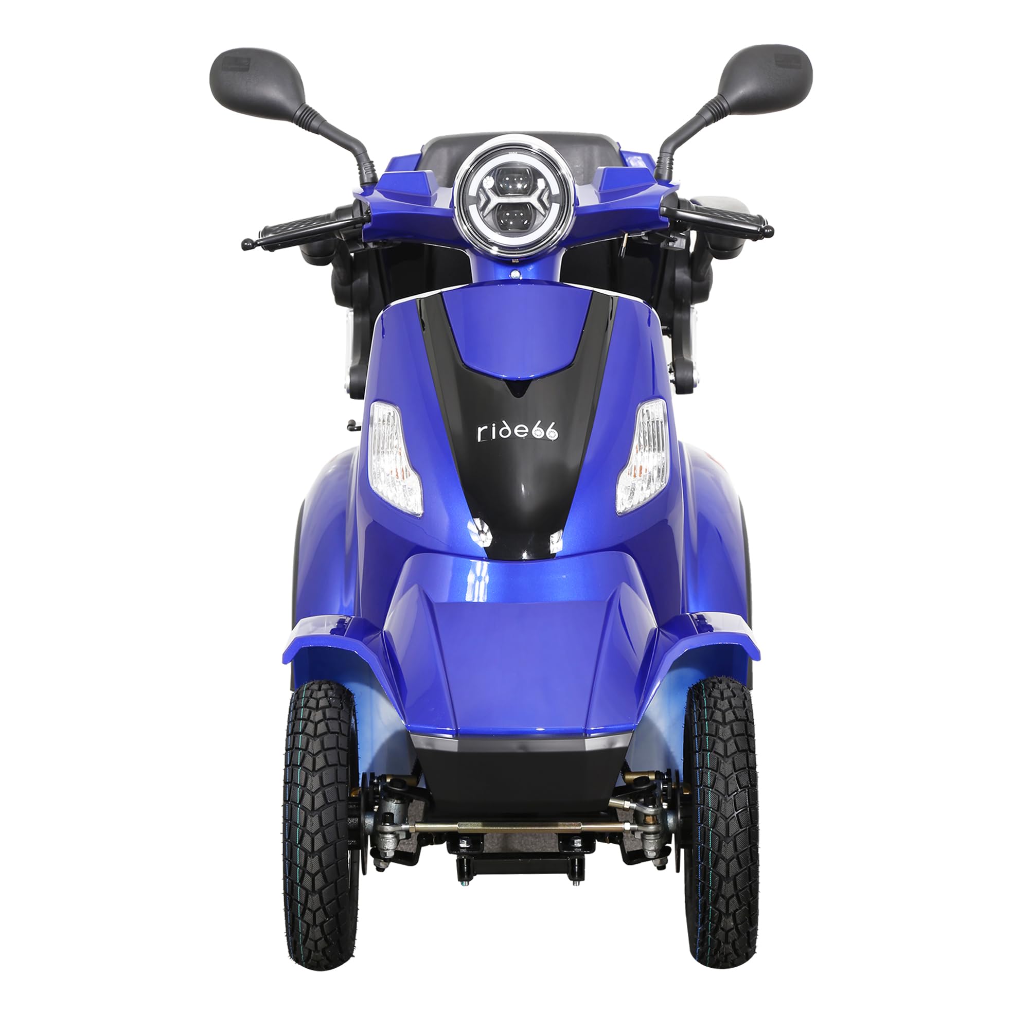 Scooter électrique 4 roues de mobilité pour senior et PMR, confort, sécurité et stabilité – RIDE66 RC60 (Bleu, Siège Standard)