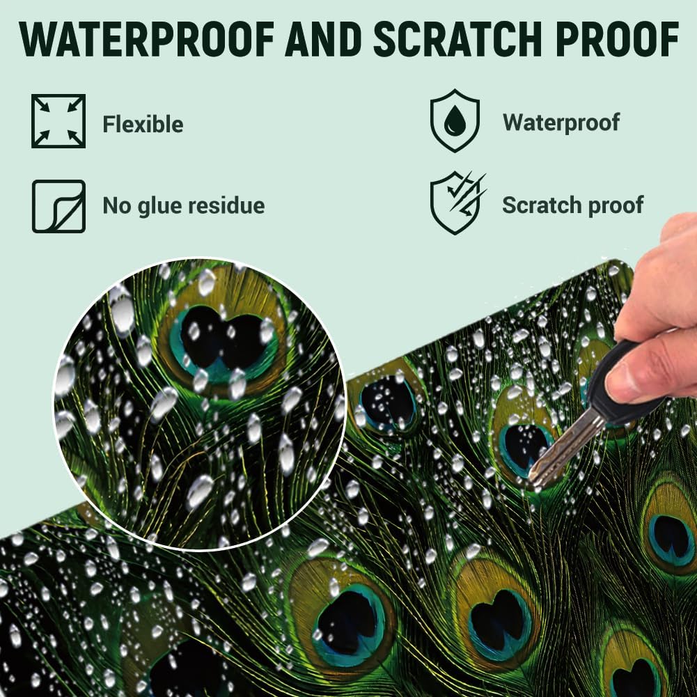 3Pcs Peacock Feather Laptop Skin Sticker Universal Removable Vinyl Stickers Fits for 12.1 13 14 15.6 16 Inch Waterproof Notebook Decal Cover Gift image 3