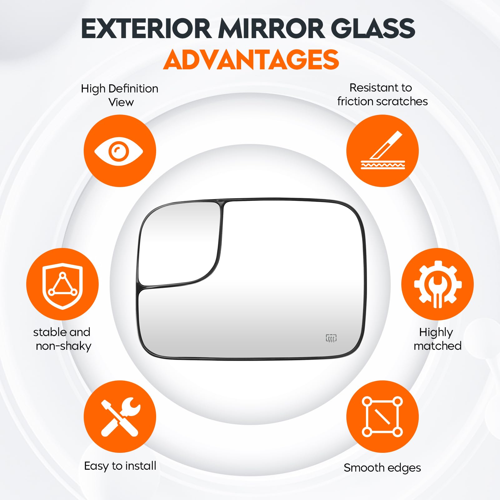 Mirror Glass For 2005-2008 Dodge Ram 1500 Heated Flat Left