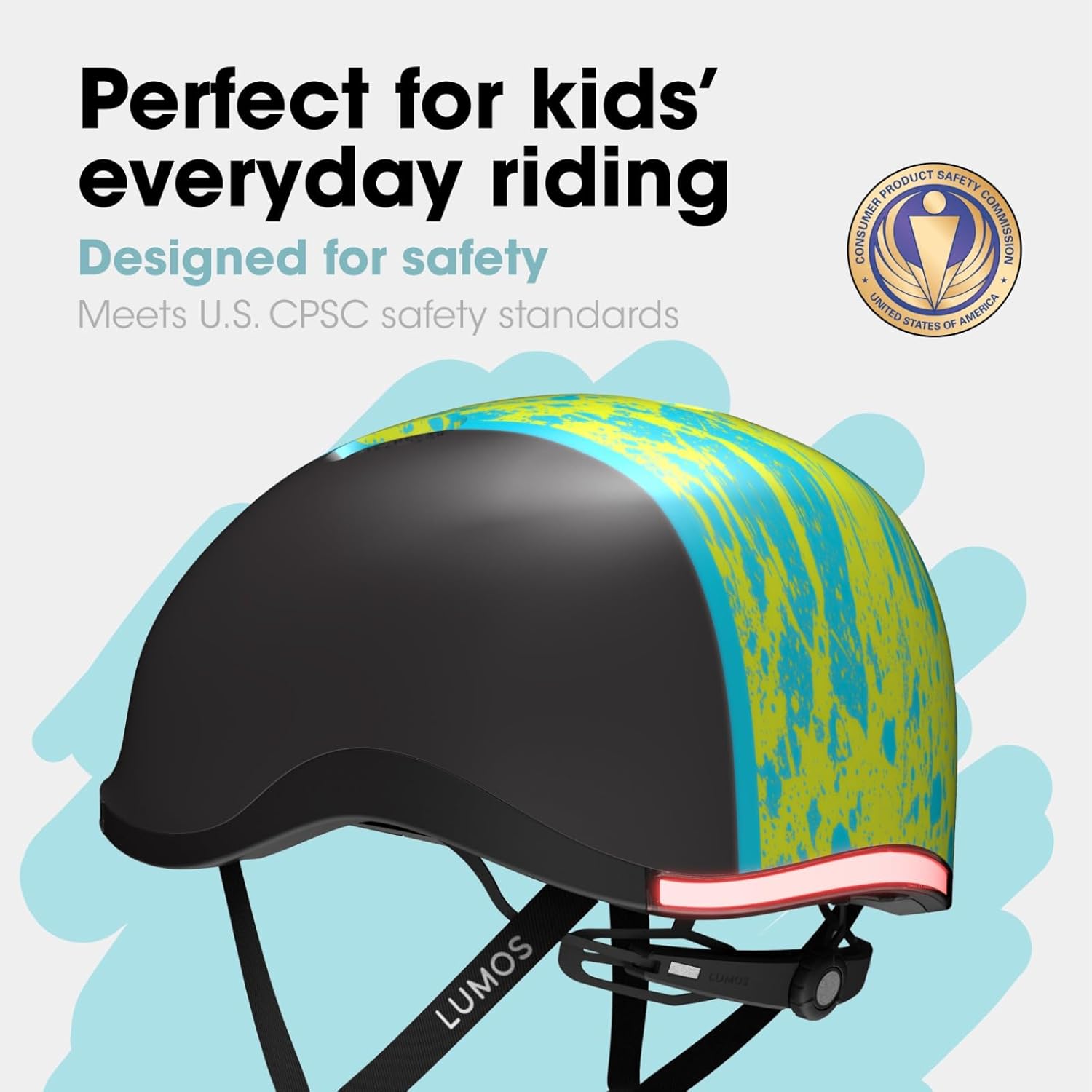 Lumos Nyxel Kid Helmet, LED Lights Customizable Front and Back, Adjustable Lightweight and Multi-Sport Cycling Bike Roller Skating Scooter Protection for Boys and Girls