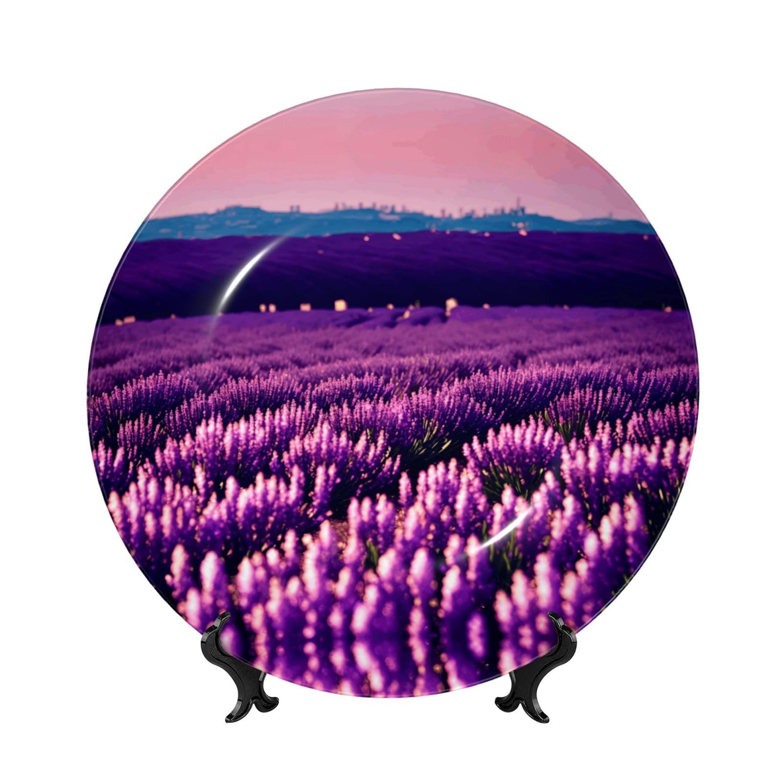 Platos decorativos de lavanda artesanales con soporte de 10 pulgadas