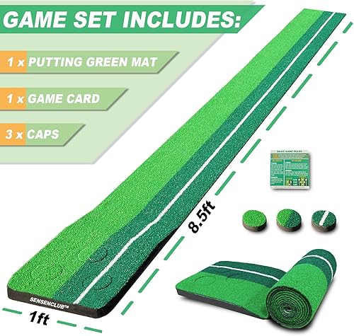 Miniatura 2 de SENSECLUB Juego de golf para pong, juego de golf verde para interiores, juegos de golf en el patio trasero, incluye alfombrilla de colocación con