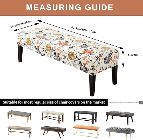 Miniatura 5 de Eco-Ancheng Funda extraíble para banco de comedor funda elástica para asiento de banco protector de muebles para silla de comedor y sala de estar y