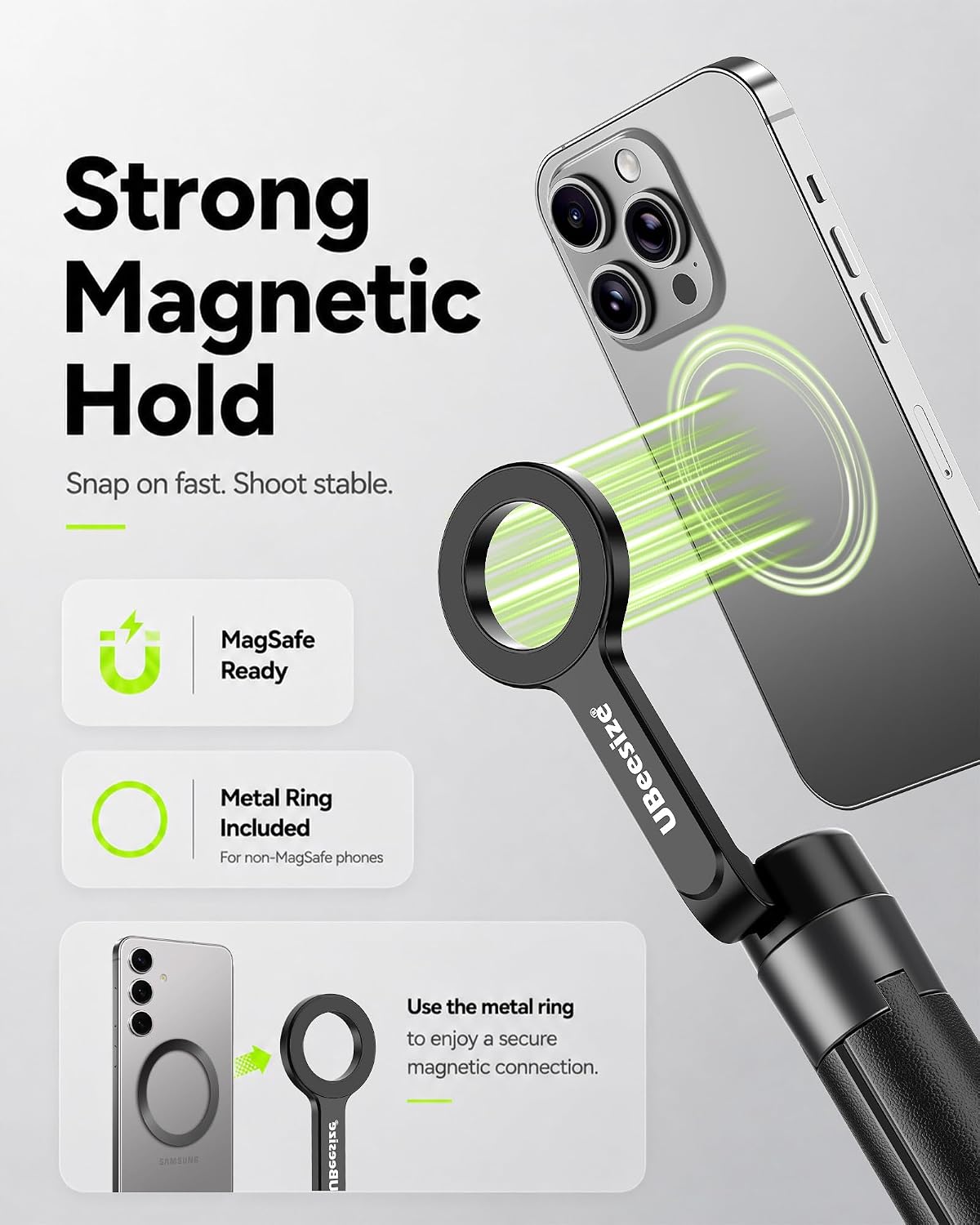 UBeesize 71" Phone Tripod Stand & Magnetic Selfie Stick Tripod for iPhone image 3