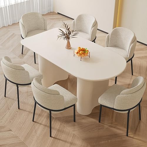 Miniatura 25 de Juego de mesa de comedor para 4, mesa de cocina moderna con 4 sillas, juego de mesa de comedor para cocina, comedor, hogar y oficina (mesa blanca de