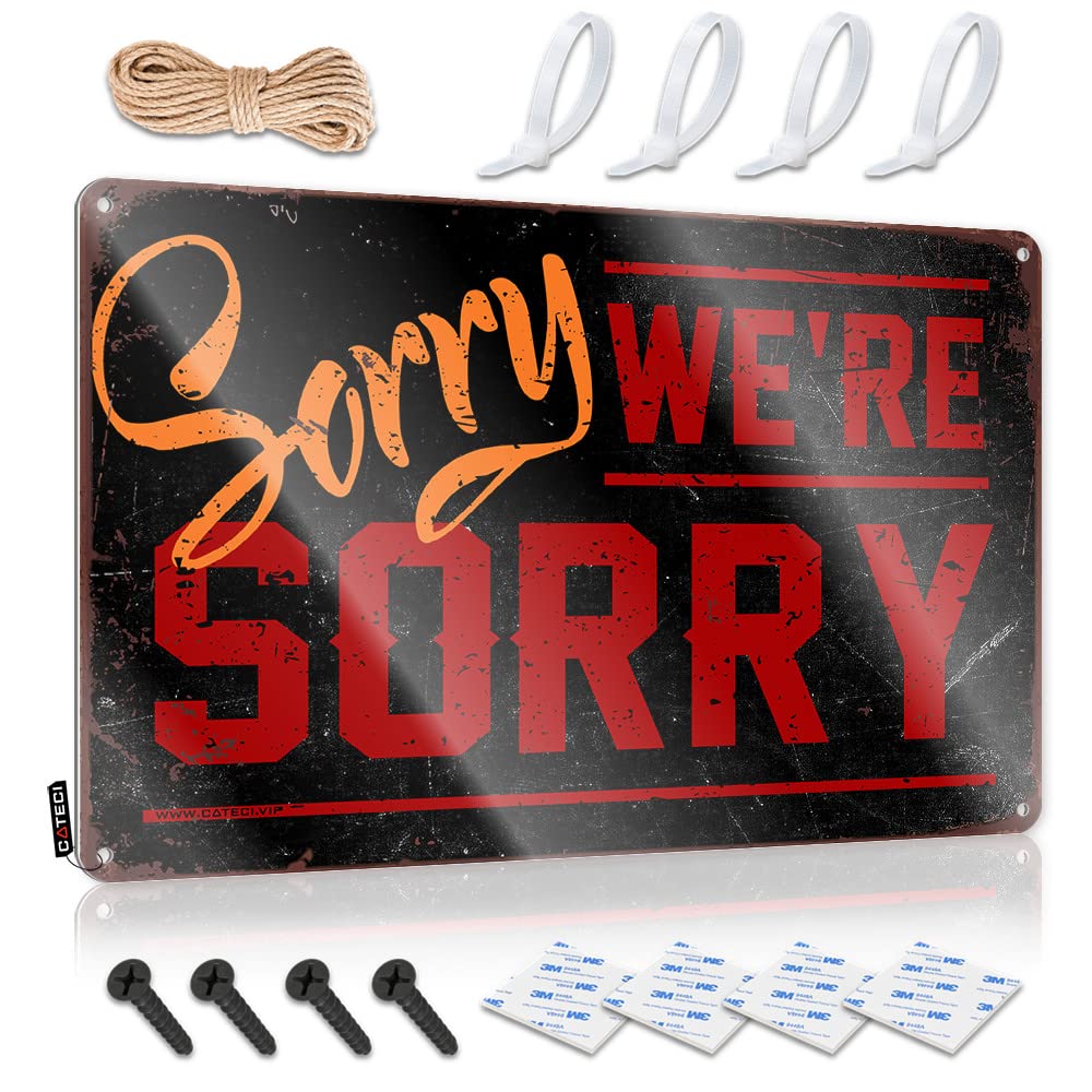 Fzfn Colour Sorry We're Sorry Trendy Kitchen Decorations - Tin Metal Sign Ideas Hanging Wall Decor(30X40cm)