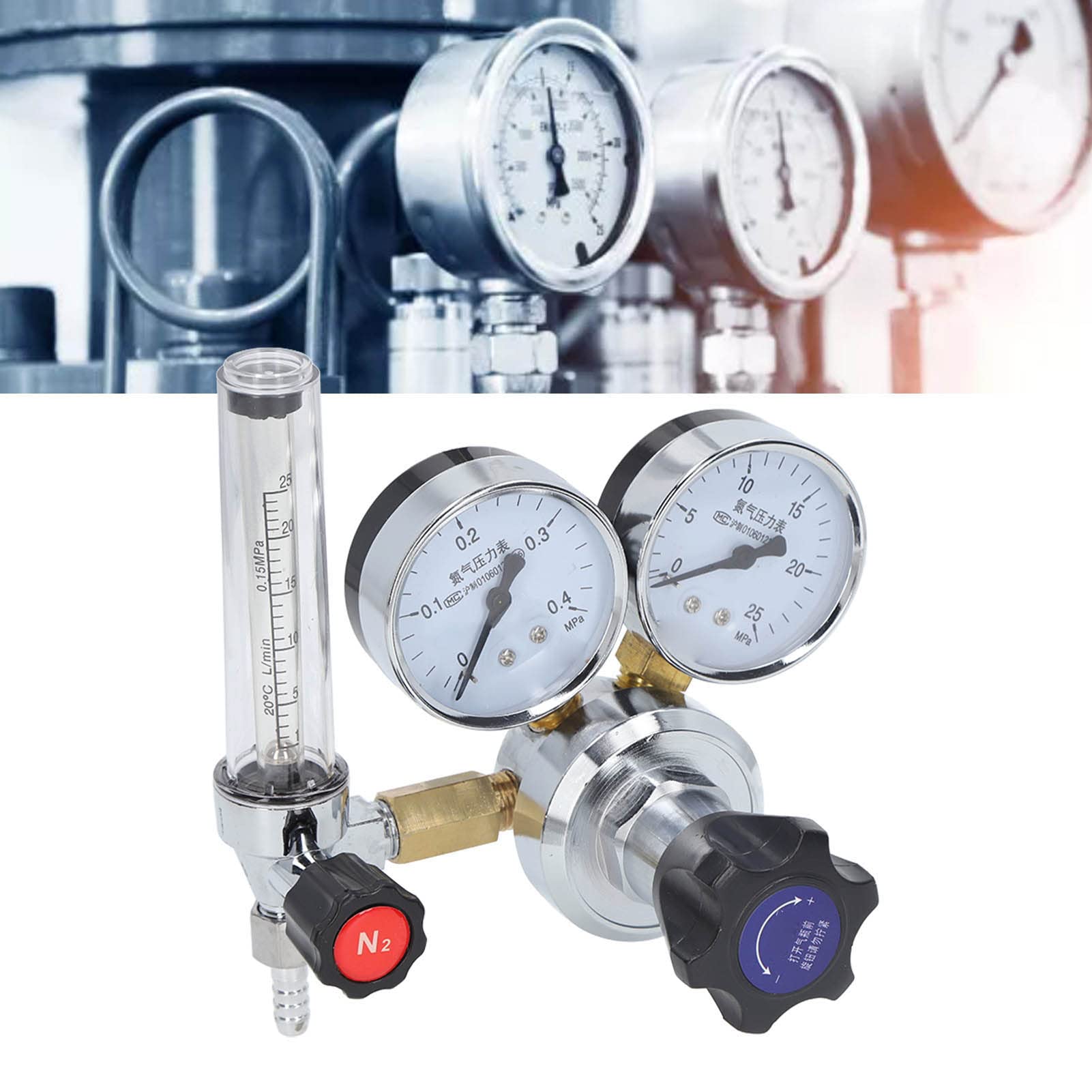 Válvula reguladora de gas nitrógeno Medidor de flujo de alta precisión Dispositivo de control de presión de construcción de latón con diafragma de llama para uso en laborato