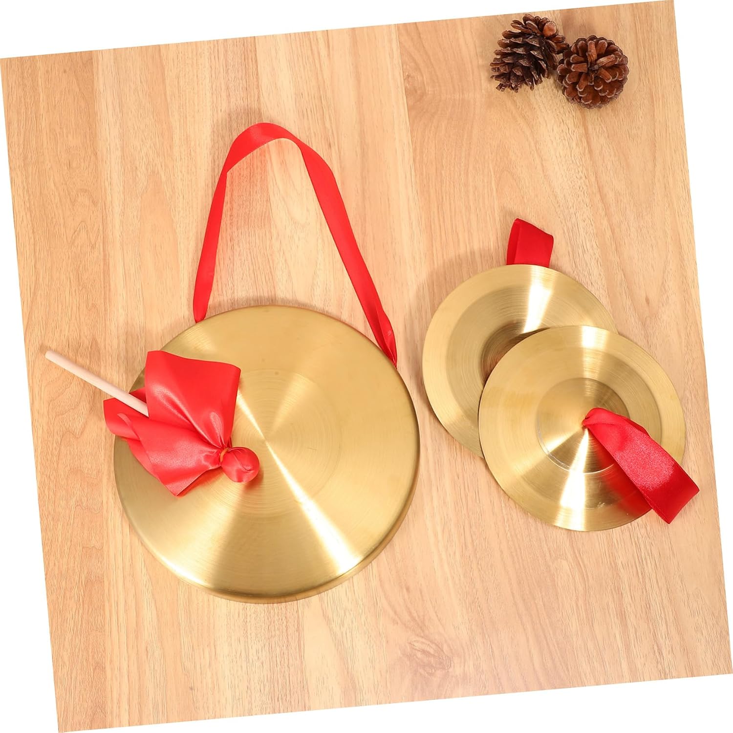 1set Copper Gong Cymbal Mallet Handheld Chinese Percussion Instruments for Schools Festivals and Personal Use Lightweight Portable and Versatile Sound