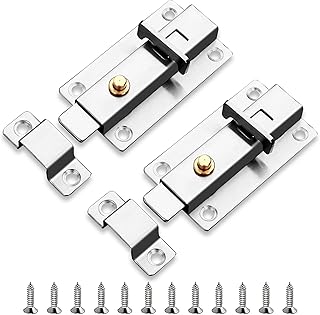 2 Stück Türriegel, Schieberiegel, Edelstahl Tür Schiebeschloss, Türriegel mit Federschalter, Schiebeschloss, Sicherheitstürriegel, Zur Sicherung aller Arten von Innentüren für Schlafzimmer, Badezimmer