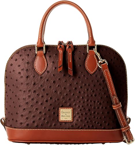 Dooney Bourke Bolsa con cremallera de avestruz Marrón Tmoro