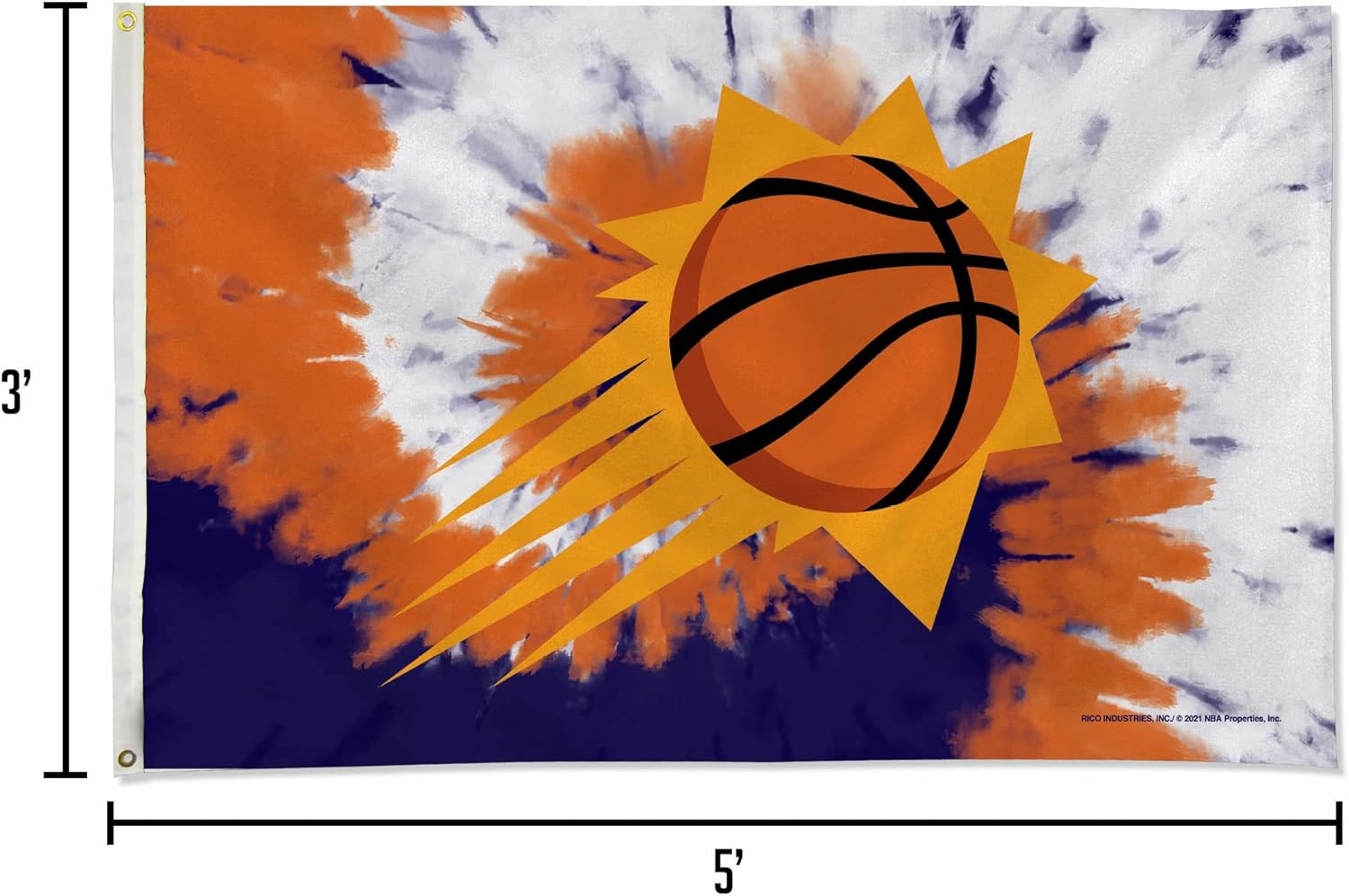 Rico Industries NBA Phoenix Suns Tie-Dye 3' x 5' Banner Flag 3' x 5' Banner Flag Single Sided - Indoor or Outdoor - Home Décor