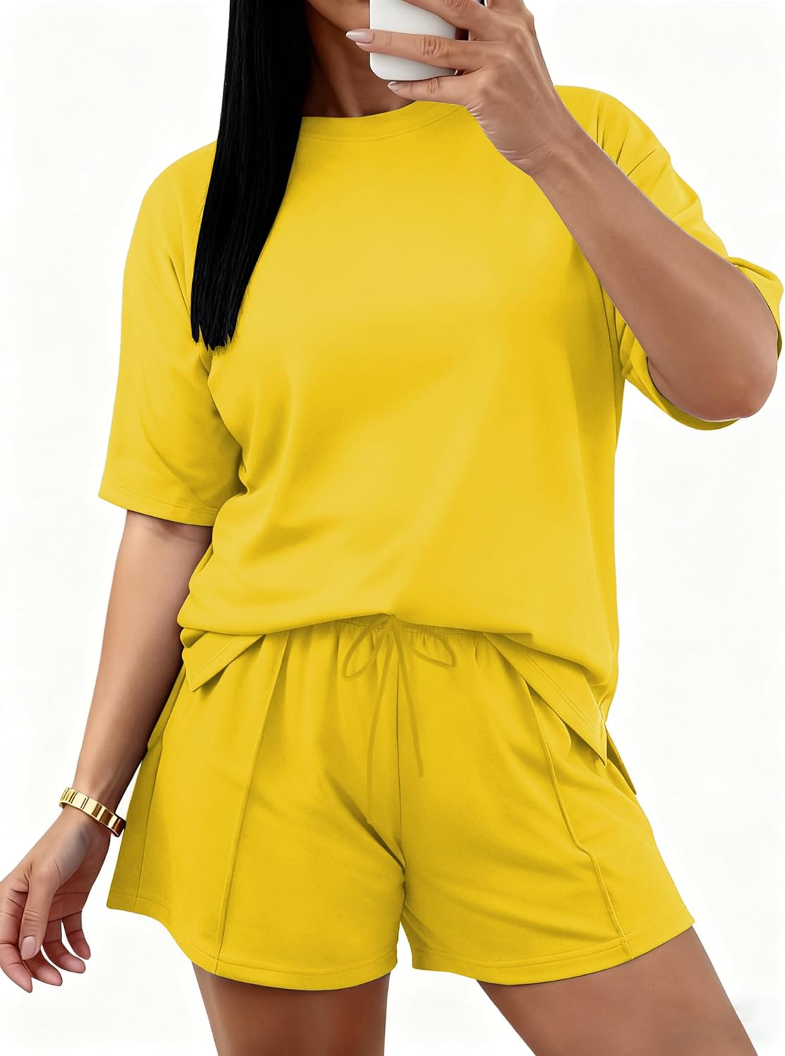 TOPSRANI Casual Lounge Sets for Women 2 Piece Outfits Short Sleeve Sweatsuits Tracksuit Summer Loose Shorts with Pockets - Image 2