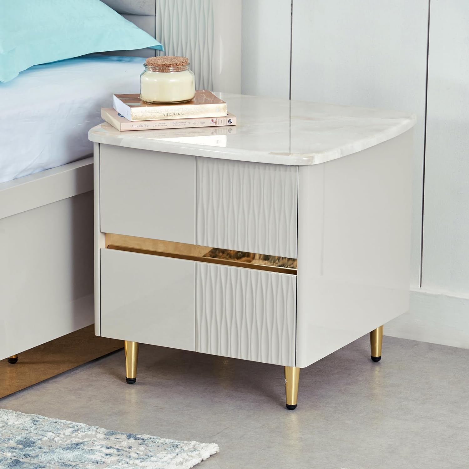 Home Centre Vegas Bedside Table with Drawers - Grey : Amazon.in: Home ...