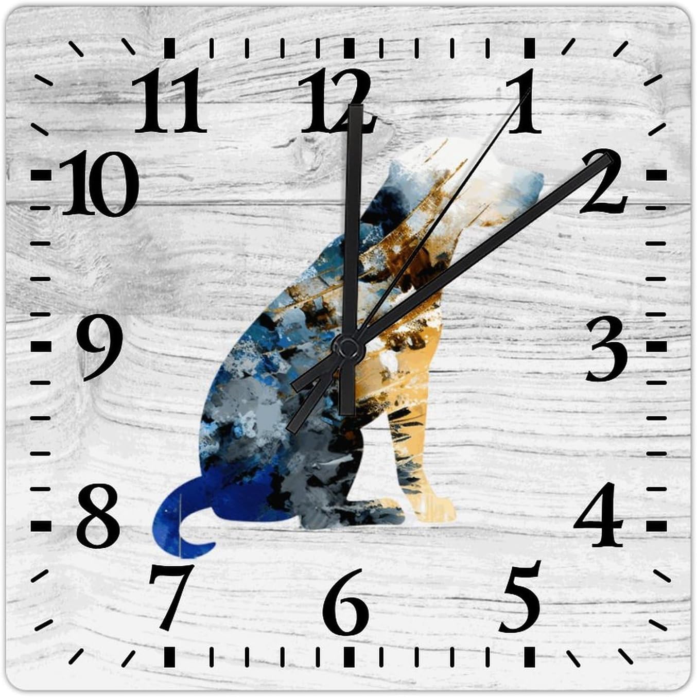 Dog Lover Wall Clock Afghan Hound Square Clock 15 Inch Large Wall Clocks Battery Operated Rustic Home Decor for Home Kitchen Office School Bathroom