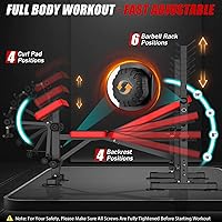 Vista 3 de OPPSDECOR 6 in 1 900LBS Weight Bench with Leg Extension and Leg Curl, Foldable Bench Press Set and Squat Barbell Rack with Preacher Curl, Adjustable
