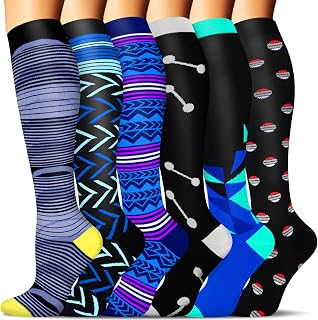 SunFeeling 6 Pairs Compression Socks for Women & Men Circulation - Best Support for Nurses,Running,Athletic,Sports