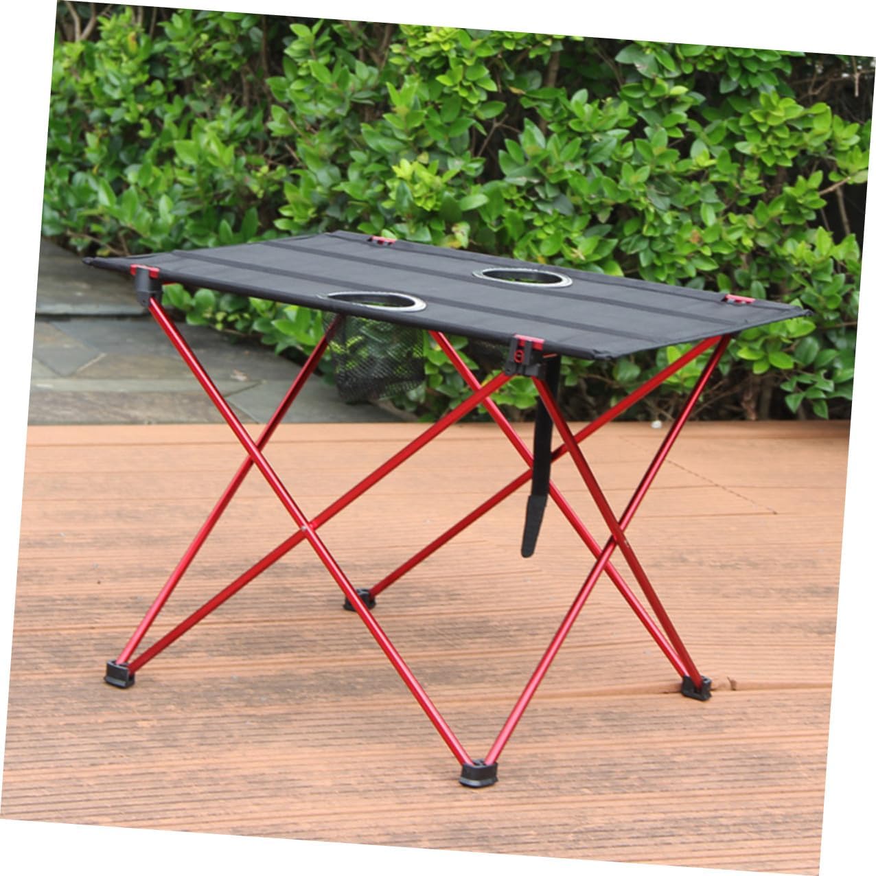 PRETYZOOM Portable Aluminum Folding Camp Table Small Lightweight Red Folding Picnic Table for Outdoor Camping Beach Party
