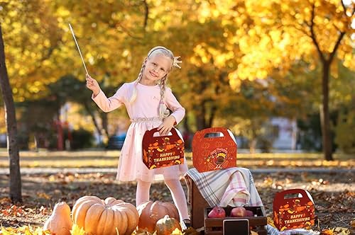 Miniatura 9 de 12 bolsas de regalo de otoño para fiesta de Acción de Gracias, hojas de arce naranja de otoño, bolsas de comestibles, bolsas de papel de Acción de