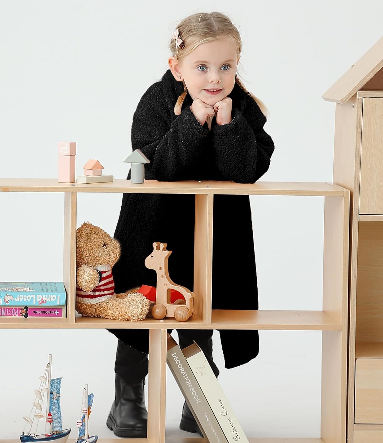 Long Coat for Girls Fleece Jackets 4-7 Years Knee-Length Lightweight Coats - Image 2