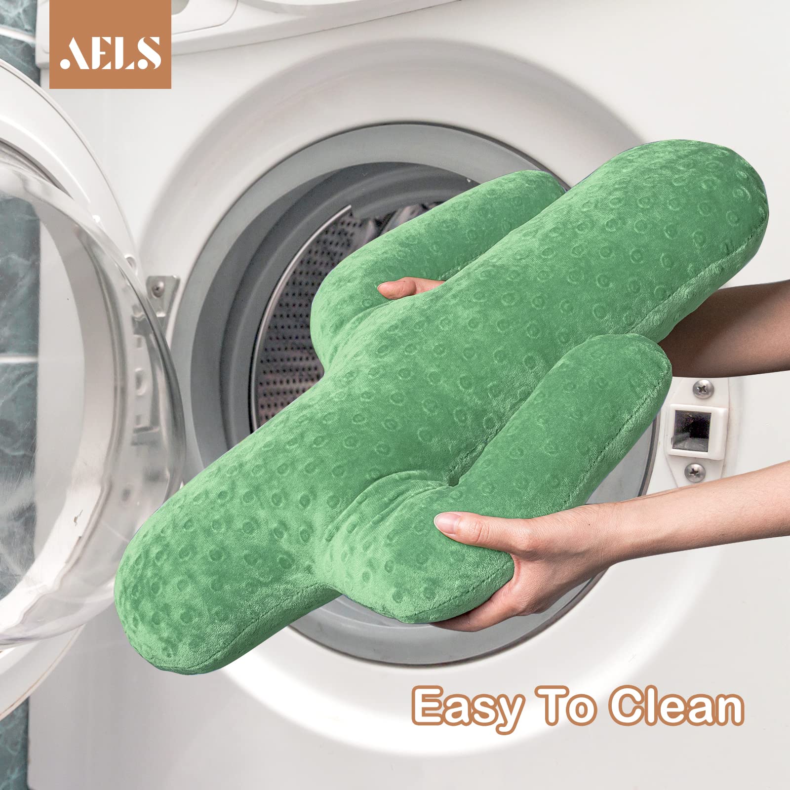 AELS Set di 2 cuscini decorativi a forma di cactus, 55,9 cm e 35,6 cm, in peluche, con cactus, 3D, per ufficio, per pisolino, grazioso cuscino per camera da letto, cameretta dei bambini, verde salvia