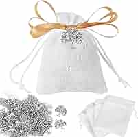 Kit 50 Bomboniere Con Ciondolo Albero Della Vita - Sacchetti Organza, Plastica E Nastro Per Matrimoni, Battesimi - Foto 9