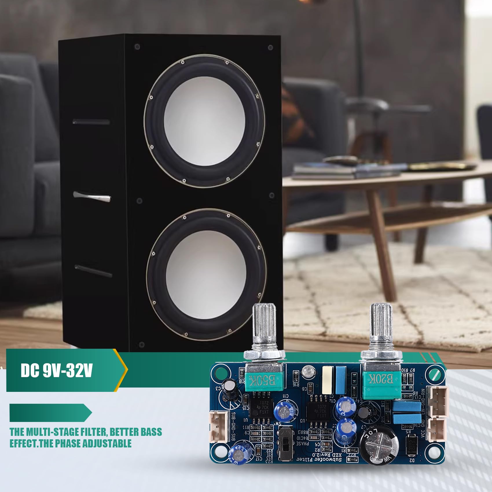 Preamplificatore Subwoofer Filtro Passa Basso Scheda Amplificatore DC 9-32 V Regolazione Volume