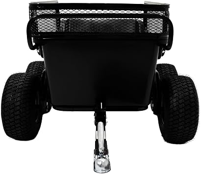ATV Tipper Trailer 680kg 1500lbs Load Capacity Heavy Duty Quad Ride On Lawnmower Off Road Utility Cart Spring Loaded Tipping Farm Landscaping Garden Yard Removable Mesh Sides Fence Extension 4 Wheel