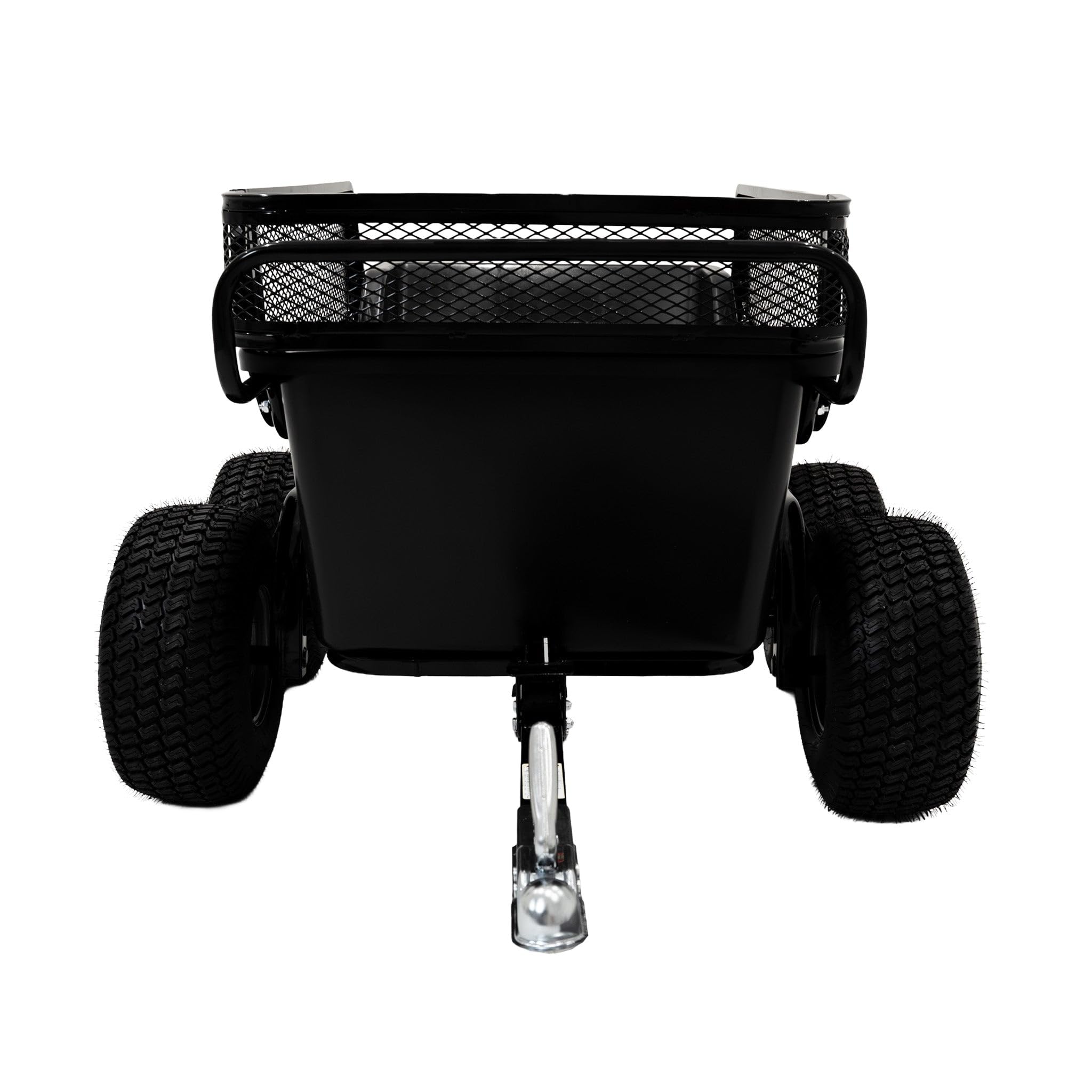 Rimorchio Ribaltabile ATV Quad Tosaerba da Giardino Off Road Carrello Pesante 680kg 1500lbs Portata Sistema Ribaltabile a Molla Estensione Rete Rimovibile Traino Universale 4 Ruote Pneumatici 18”