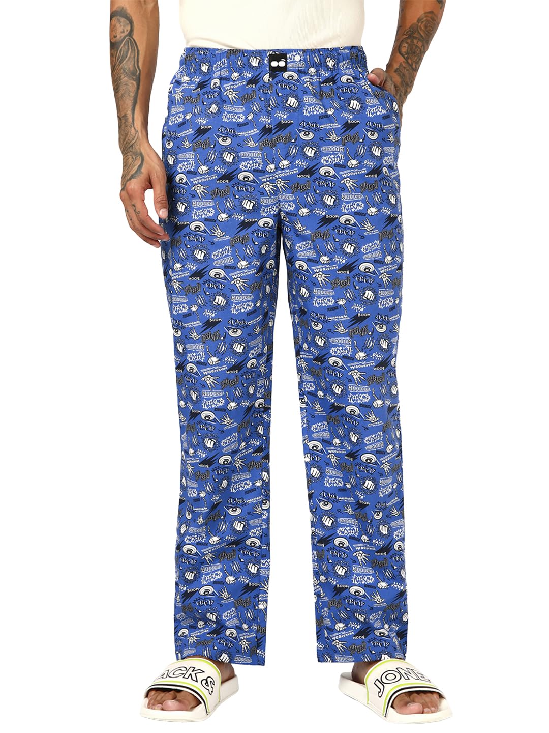 bewakoof Official Marvel Merchandise Avengers Men's All Over Printed Regular Fit Poplin Pyjama-picture-26