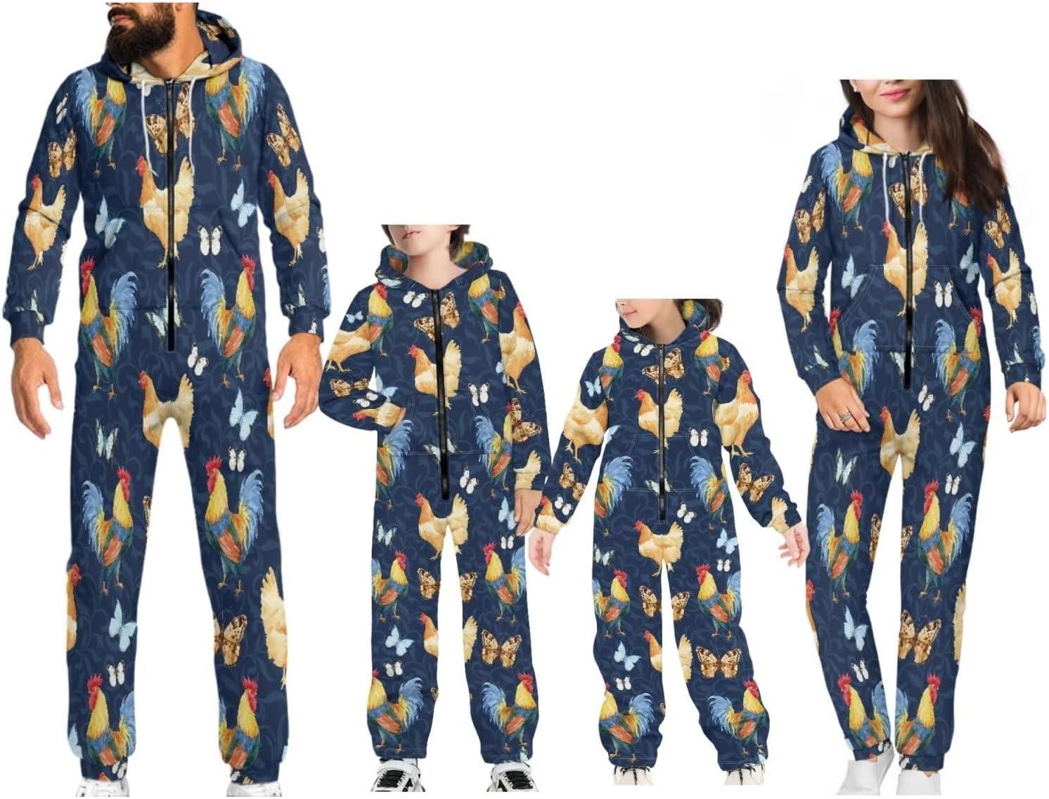 Coloranimal Family Matching Onesie Pajamas Size S-4XL for Women Men Kids Adult Kid Hoody Jumpsuits