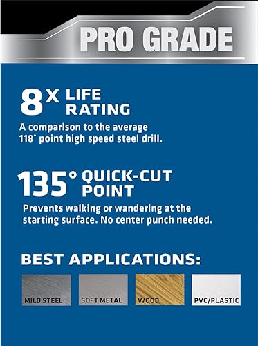 Miniatura 6 de Century Drill & Tool 24538 Juego de brocas de óxido negro con vástago reducido de grado profesional, 29 piezas, fabricado en los Estados Unidos