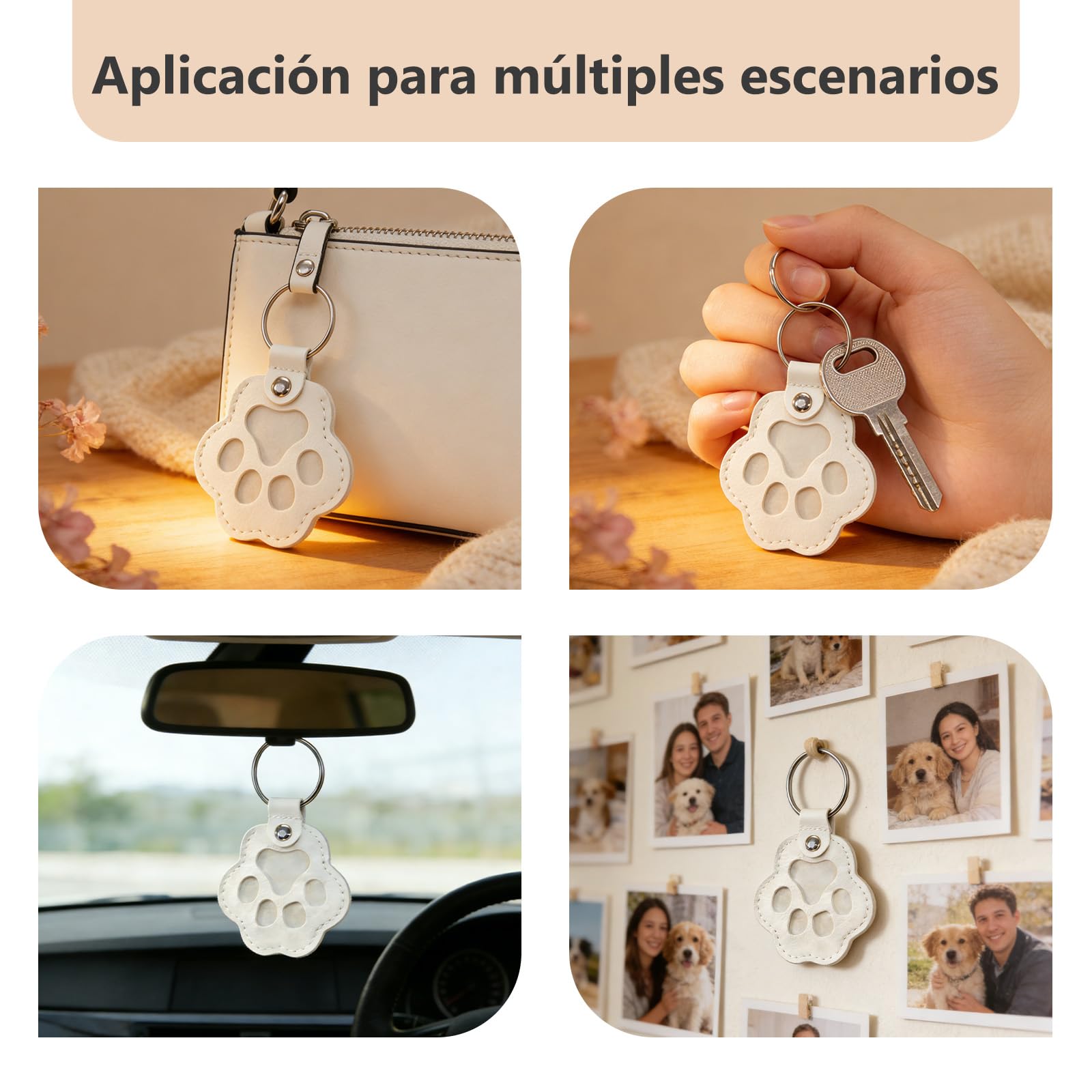 Regalo Conmemorativo Personalizado para Mascotas, Llavero con Foto y Nombre, Porta-Pelos, Piel Grabada para la Pérdida de Perro o Gato, Regalo para Amantes de los Animales