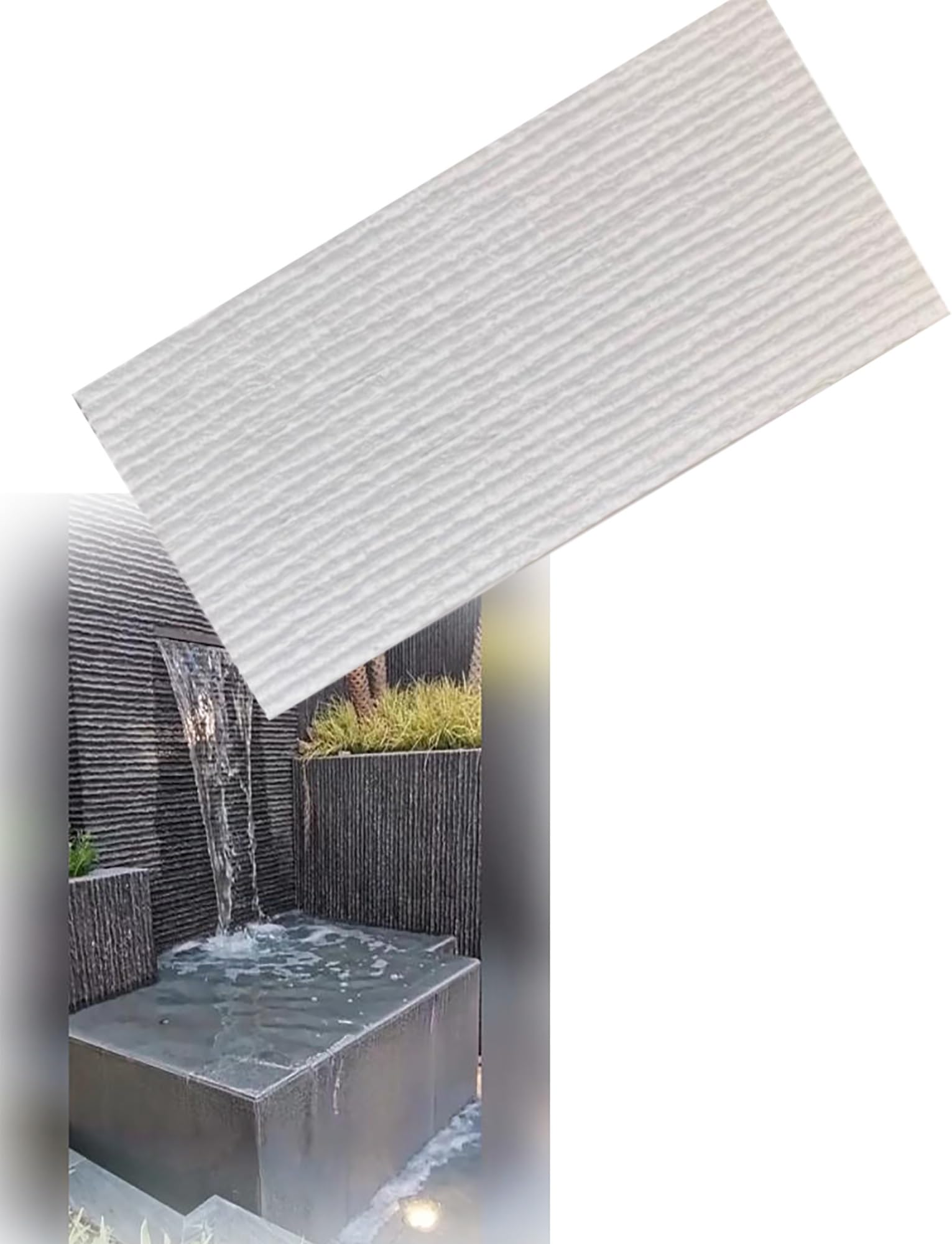 Panel de piedra de PU liviano: revestimiento de pared con efecto de agua en cascada, decoración de piedra artificial cultivada for paredes destacadas, interior/exterior(Color 7)