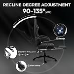 Dowinx Chaise de jeu en tissu respirant chaise avec coussin de ressort de poche, confortable chaise de bureau avec gel Pad et sacs de rangement, chaise de jeu de massage avec repose-pieds, noir