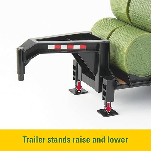 Miniatura 4 de TOMY John Deere - Juego de henado de pacas redondas - escala 1:32 - Incluye tractor John Deere 7R, empacadora redonda 569 y juguete de minicargadora