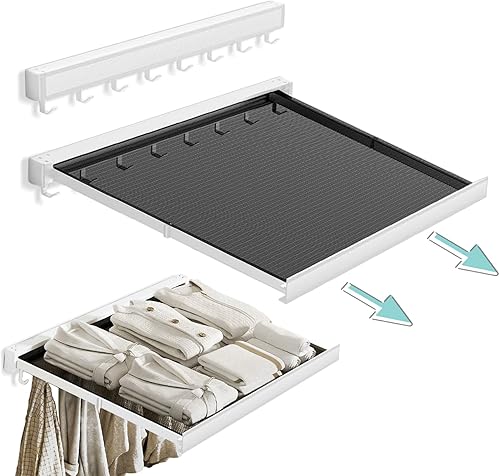 LETINE Estante de secado montado en la pared Tendedero retráctil para ropa interior - Marco de aleación de aluminio con superficie de malla suave.