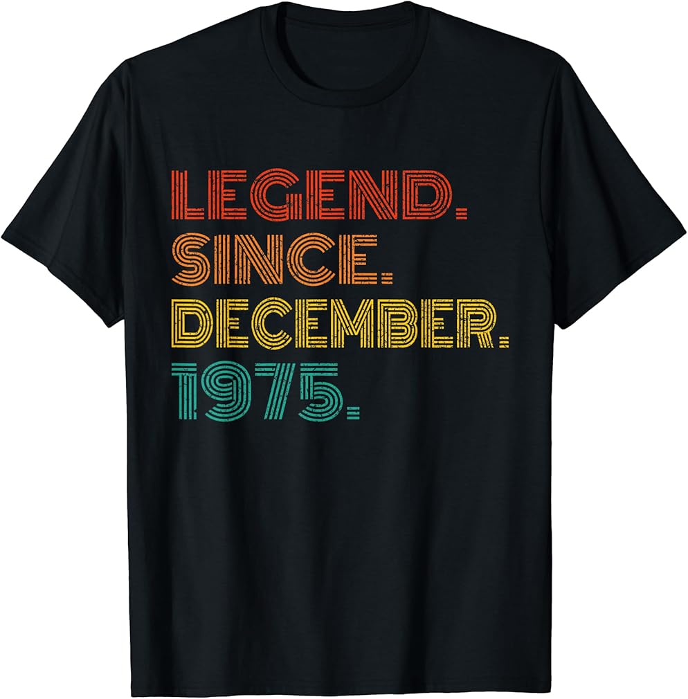 Legend Since December 1975 Men Women 1975 Birthday Vintage T-Shirt