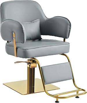 Elegant Barber Chair,Salon Chair for Hair Stylis,with Heavy Duty Hydraulic Pump Adjustable Barber Chair for Beauty Salon Spa Equipment,Gray